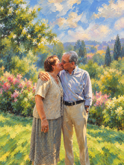 Trazo Vida — Óleo con entorno — pareja — retrato